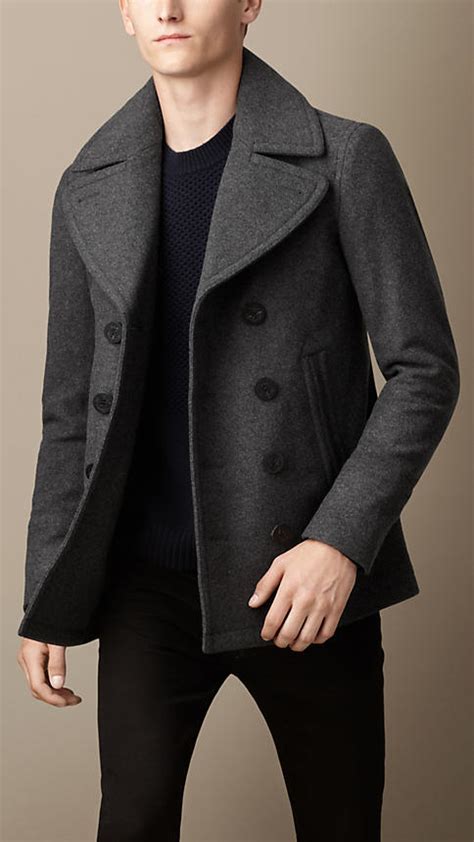 mens burberry peacoat|Burberry men's cashmere overcoat.